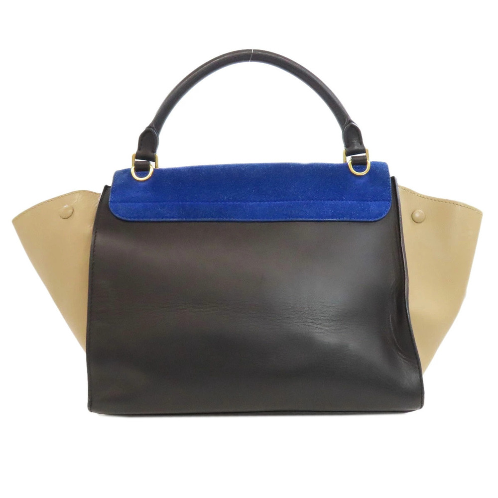 Celine Suede Handbag Trapeze Calfskin Black